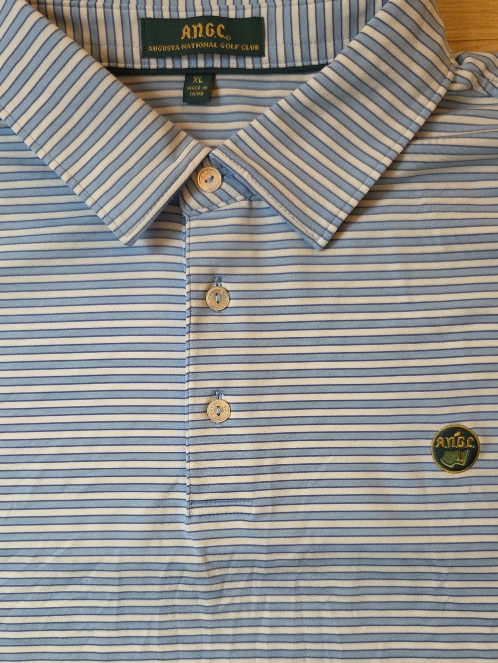 ANGC Augusta National Golf Club Members Polo Shirt XL Blue Stripe Masters Rare